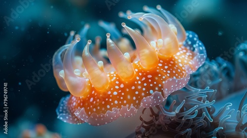 b'Orange Jellyfish with White Spots'