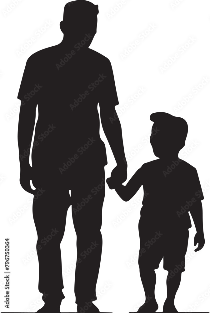 Flat design father and son silhouette Flat design father and son silhouette