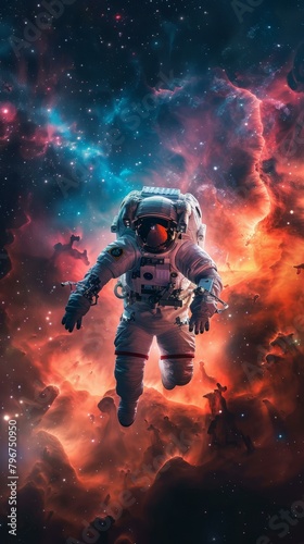 b'Astronaut in Nebula'