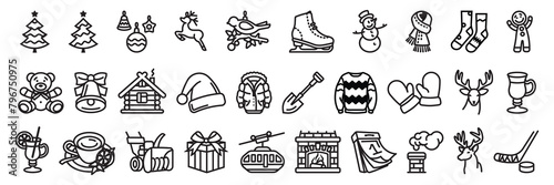 An original vector set of icons on the theme of winter and New Year holidays.  © artmarsa