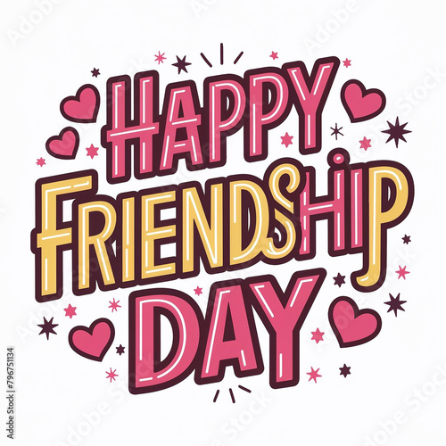 happy friendship day with 3d typography and celebrate international friendship day with colorful 3d brushes shapes handshake balloon hearts confetti ai generative