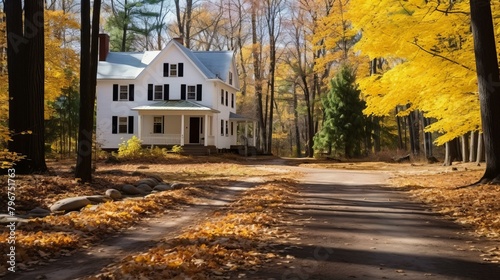 b New England autumn house 