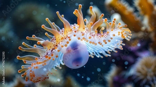 b'Underwater anemone with orange tentacles' © duyina1990