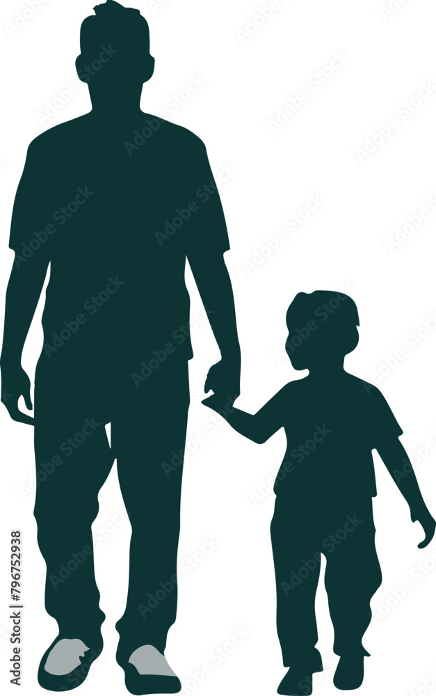 Flat design father and son silhouette Flat design father and son silhouette