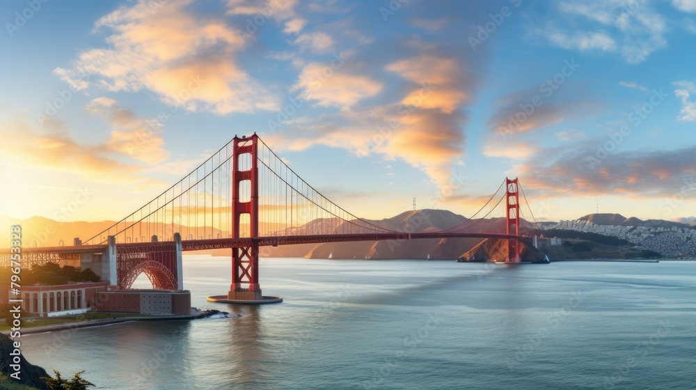 b'Golden Gate Bridge at sunset, San Francisco, California, USA' b'Golden Gate Bridge at sunset, San Francisco, California, USA'