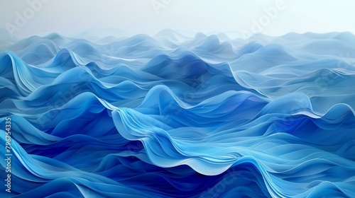 b'Blue and white abstract waves background'
