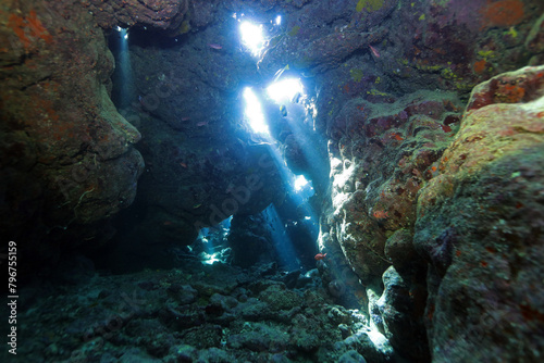 Underwater corridors and caverns near Abu Dabab  Marsa Alam area  underwater photograph  Red Sea  Egypt