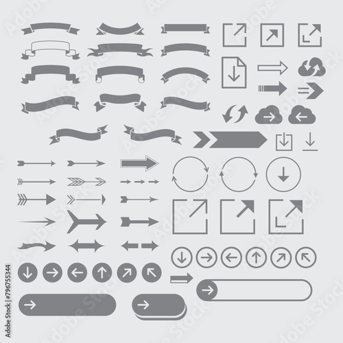Ribbon banner set. Simple ribbons. Vector