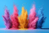 b'Colorful powder explosion on blue background'