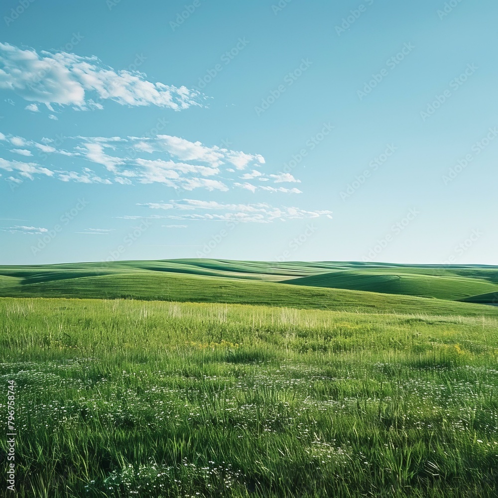 Obraz premium b'Green rolling hills under blue sky'