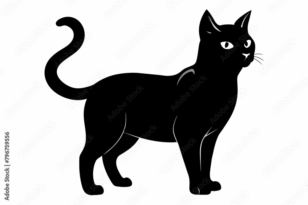 black cat silhouette vector illustration on white background black cat silhouette vector illustration on white background