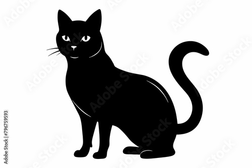 black cat silhouette vector illustration on white background