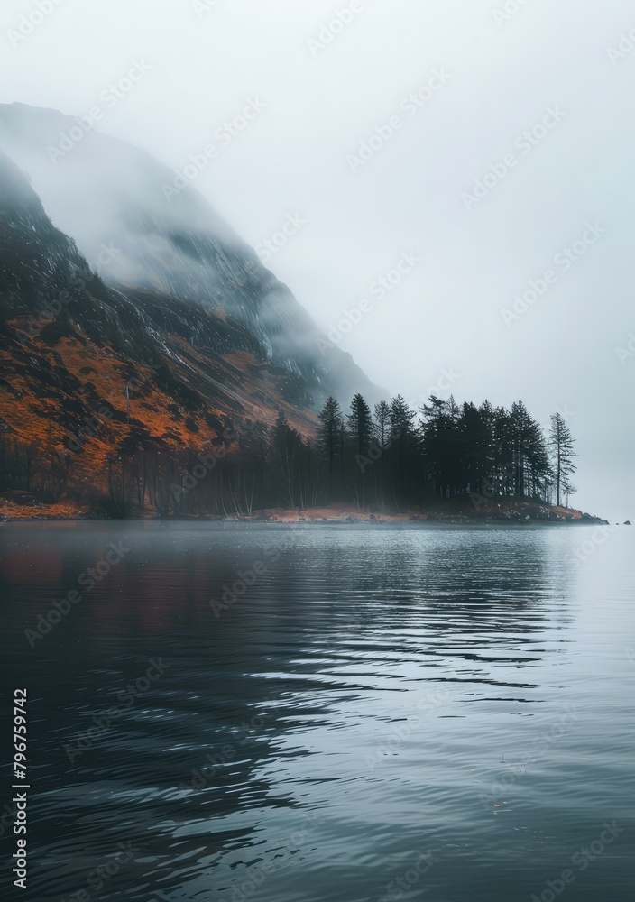 b'Foggy Mountains and Still Lake'