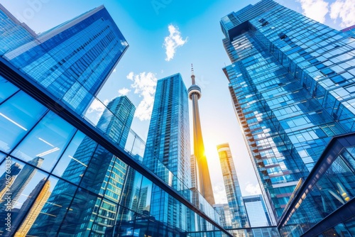 b'Toronto skyline with the CN Tower in the center'