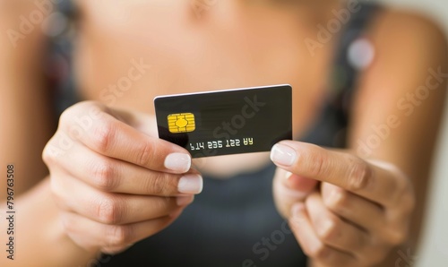 Beautiful woman handing a credit card
