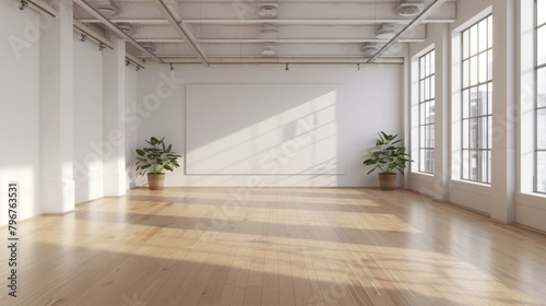 b'Bright and Airy Room with Large Windows and Plants'