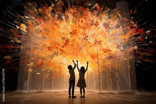 b Two Kids in an Autumn Forest Installation 