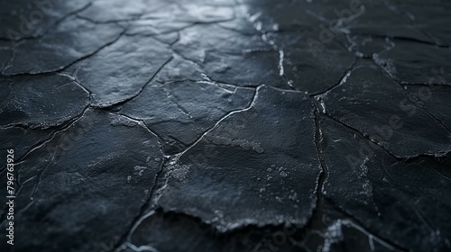 b'Black wet cracked ice texture'