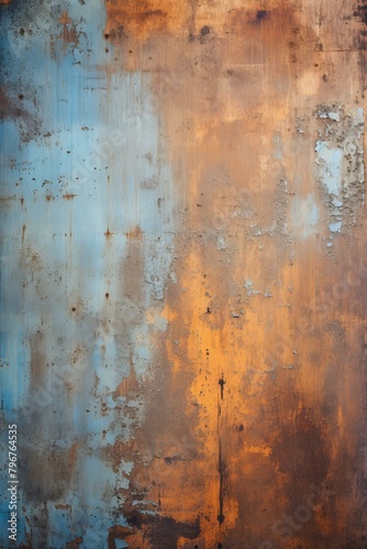 b'rusty metal texture background with blue and orange colors'