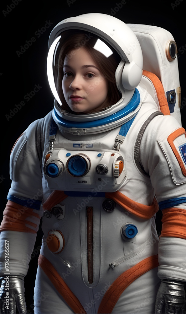 Woman astronaut, Girl in an astronaut costume, on a space warrior Woman astronaut, Girl in an astronaut costume, on a space warrior