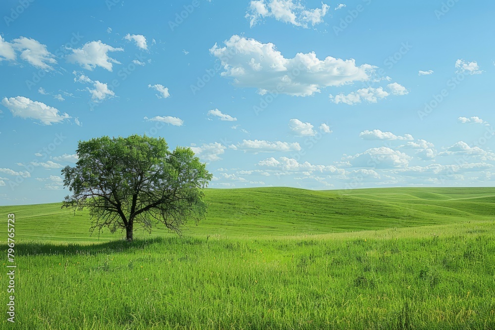 b'Lonely Tree in the Vast Grassland'
