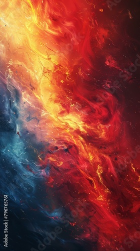 b'Fire and Ice Abstract Painting'