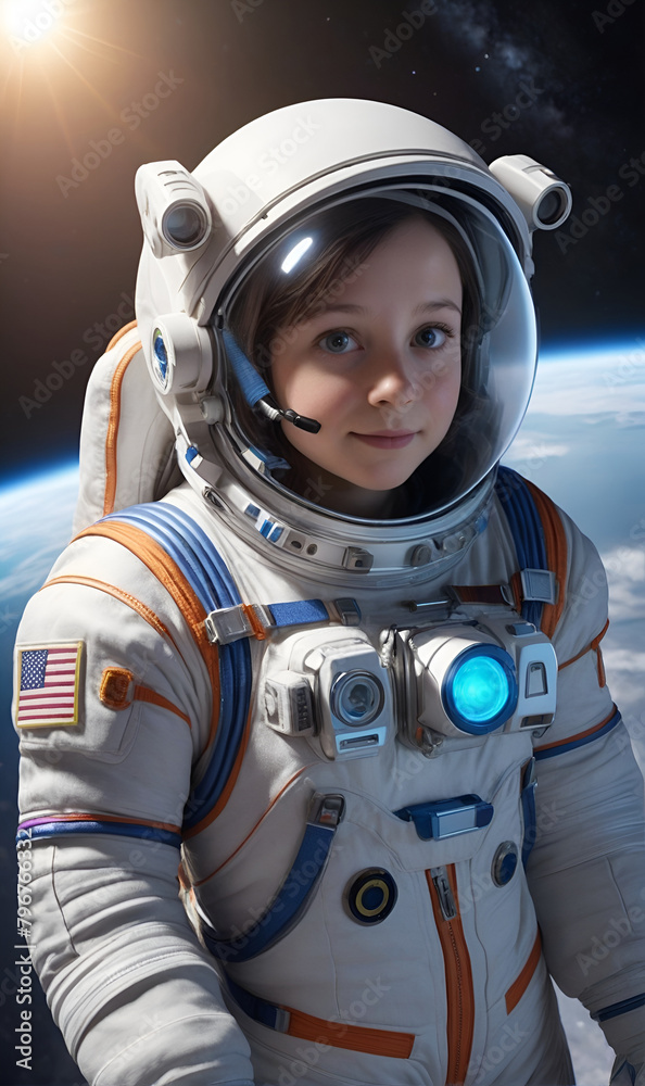 Woman astronaut, Girl in an astronaut costume, on a space warrior Woman astronaut, Girl in an astronaut costume, on a space warrior