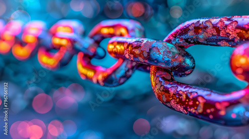 A blue chain with a blue link