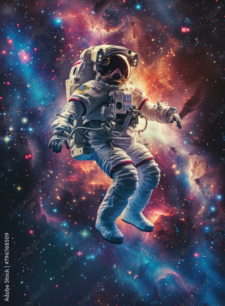 Naklejka premium b'Astronaut in spacesuit floating in the vastness of space'