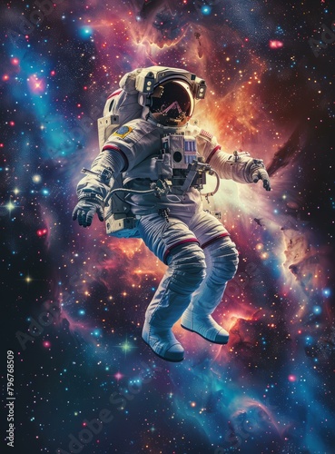 b'Astronaut in spacesuit floating in the vastness of space' © duyina1990