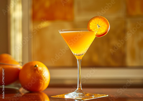 Stillife shot of a glass with orange juice. photo