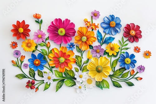 A detailed sticker of a colorful flower bouquet with delicate petals and lush green stems. © Jennie Pavl
