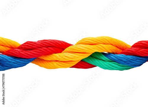 colorful rope isolated on transparent background, cut out or PNG