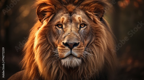 a portrait majestic lion in its natural habitat  AI Generative