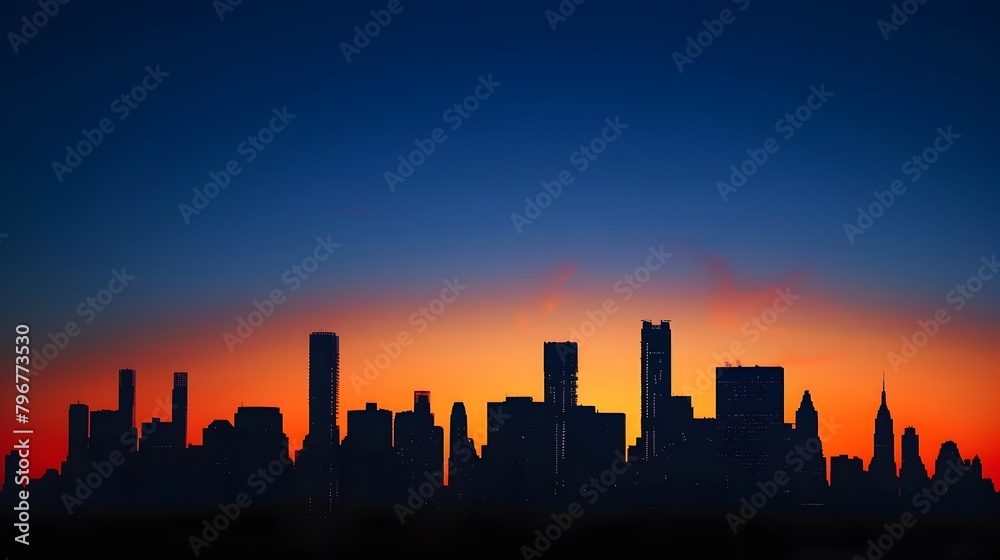 Vibrant Sunset Hues Adorning a Bustling City Skyline