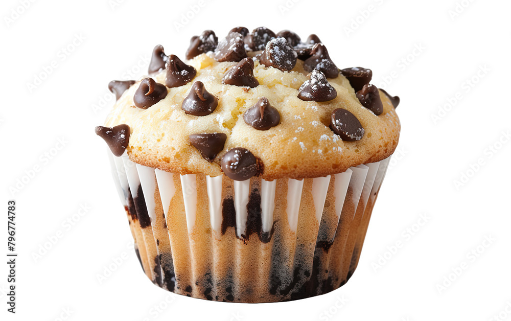 Chocolate chip muffin cup cake isolated on white or transparent background Chocolate chip muffin cup cake isolated on white or transparent background