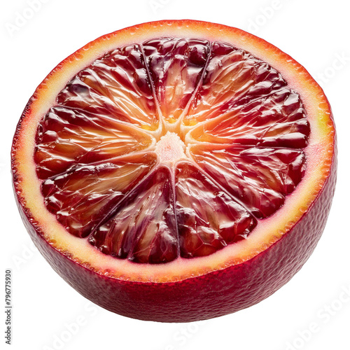 demi Orange sanguine bien mûre prête à être consommée, isolé sur fond transparent