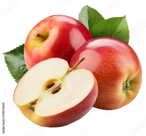 pommes mûres à la peau brillante, isolé sur fond transparent photo