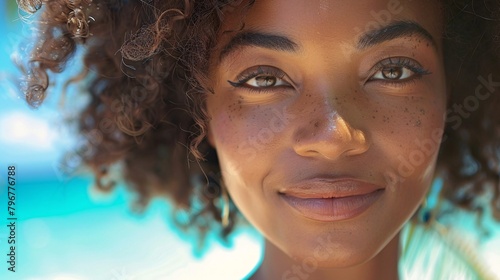 Portrait of black woman in swimming pool