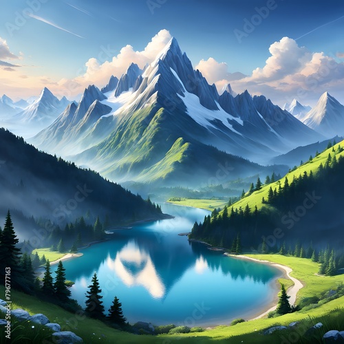 lake in the mountains. Nature background images. Serene mountains images.