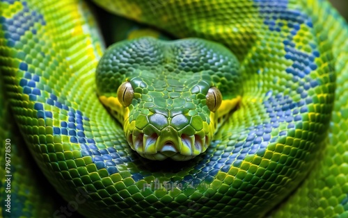 Close-Up of a Green Tree Python