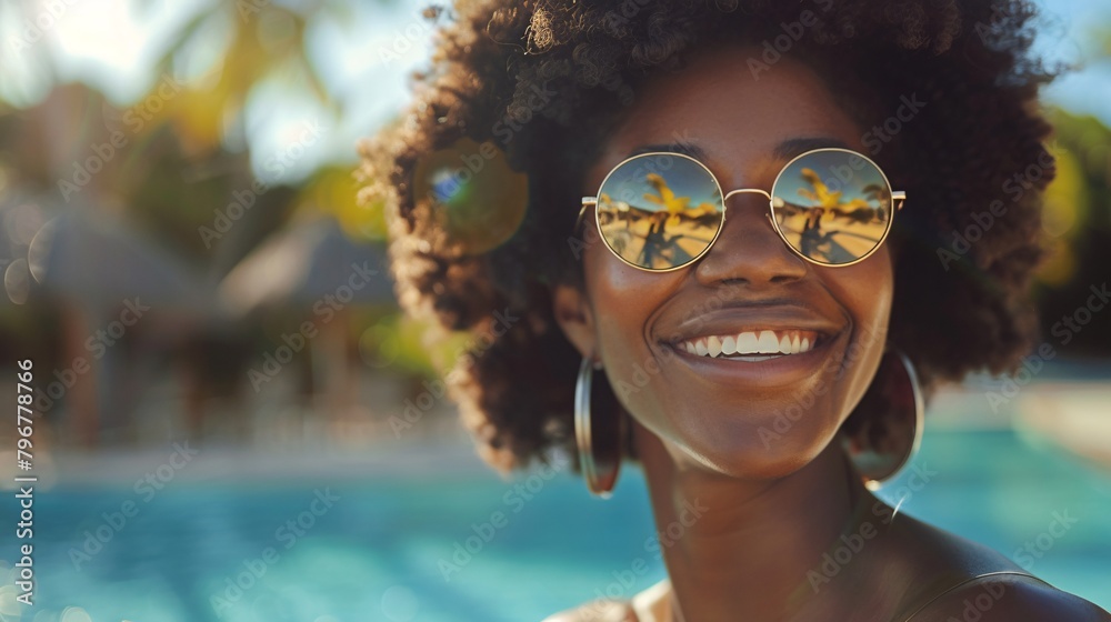 black woman on tropical beach black woman on tropical beach