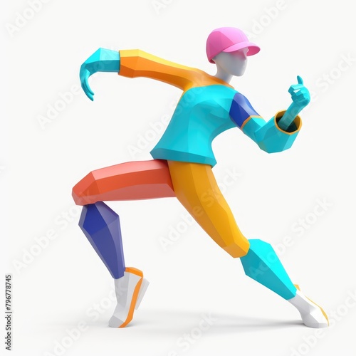 An illustration minimalist 3D character in Notion style  with a sporty outfit and dynamic pose  standing on a white background  AI Generative
