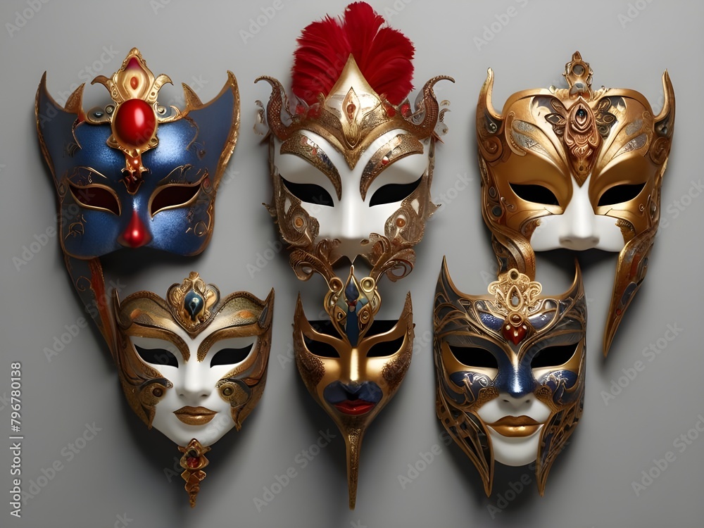 A set of venetian opera carnival mask A set of venetian opera carnival mask