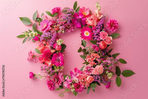 Top View Vibrant Floral Greeting Design. Top view of vibrant floral arrangement suitable for celebrations and greetings.