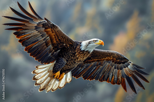 North American bald eagle in flight