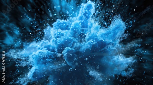 Animation: Abstract Liquid Explosion in Slow Motion with Blue Tones