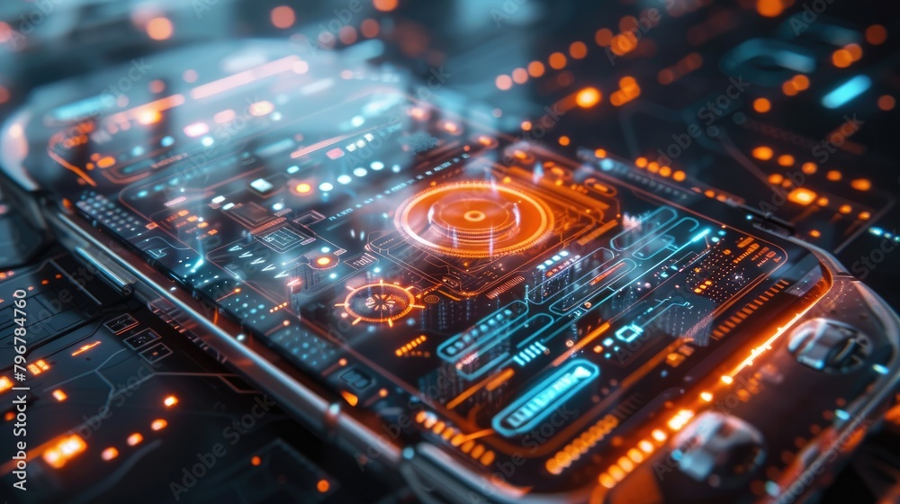 Smartphone with futuristic holographic display Smartphone with futuristic holographic display