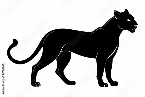 black cheetah silhouette vector illustration on white background