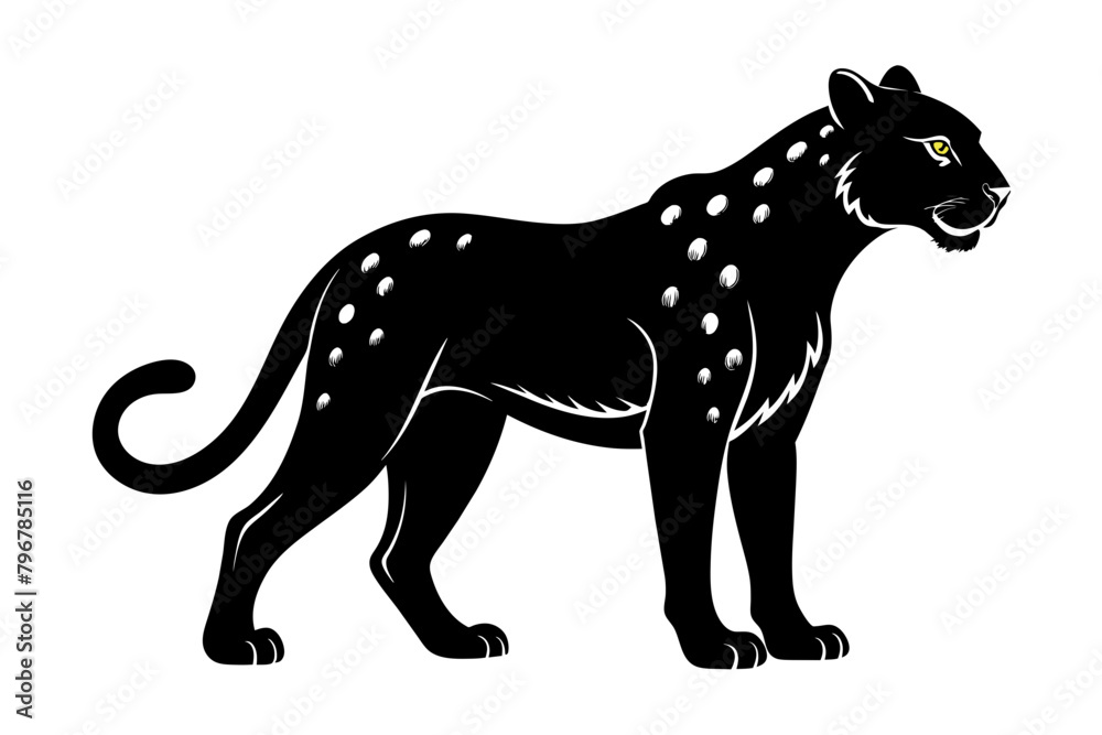 Fototapeta premium black cheetah silhouette vector illustration on white background